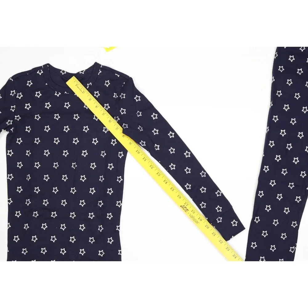 Gap Kids Pajama Set Youth Size 10 Navy Star Print Long Sleeve Shirt Pants New